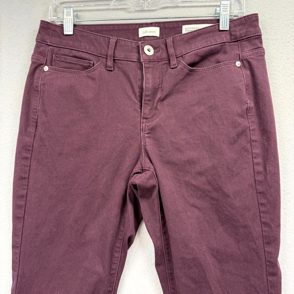 J. Jill Boyfriend Ankle Jeans Women 8P Fits 31x28* Burgundy Denim Pants Straight